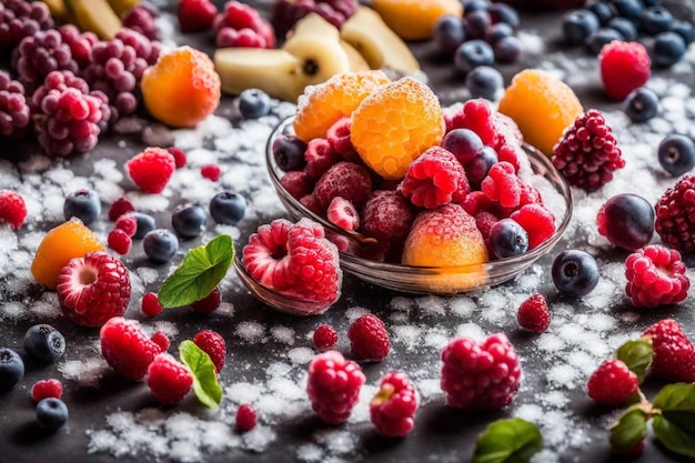 un bol de framboises framboises et une banane sont sur une table