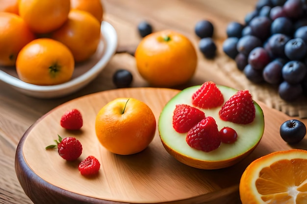 un bol de framboises et de framboises sur une table