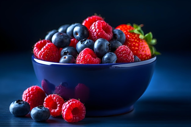 Un bol de fruits avec des baies sur le côté