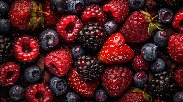 Un bol de fruits avec des baies dessus