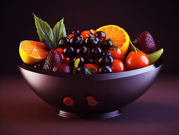 Bol de fruits Black Bowl Fresh FruitGenerative Ai