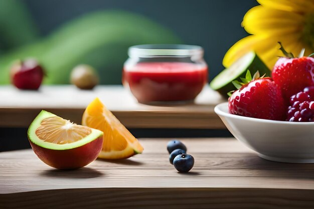 Un bol de fruits et un bol de fruits sur une table.