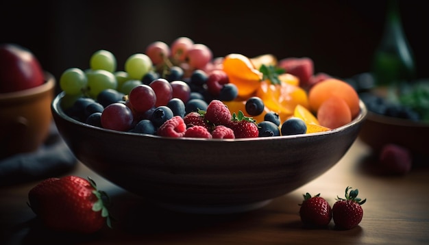 Bol de fruits frais aux baies collations gastronomiques saines générées par l'IA