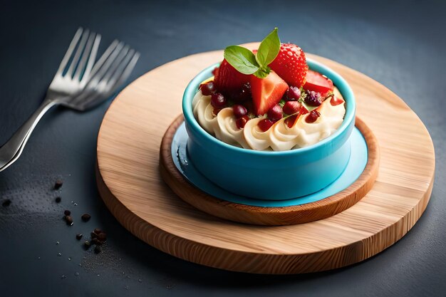 Un bol de fruits avec des fraises sur le dessus