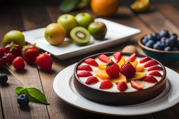 Photo un bol de fruits avec un fruit sur le dessus