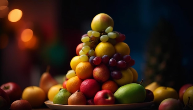 Bol de fruits juteux avec une variété de couleurs générées par l'IA