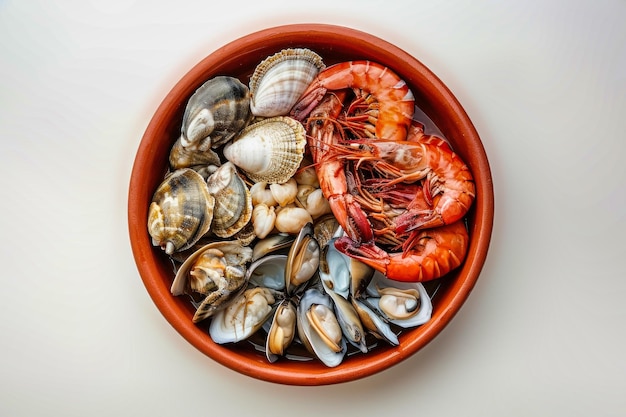 Un bol de fruits de mer et de moules sur la table