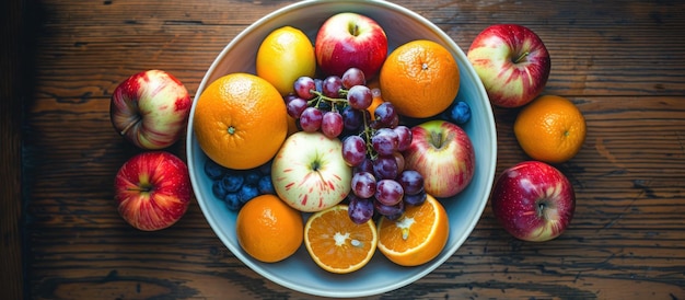 Un bol de fruits sur une table en bois