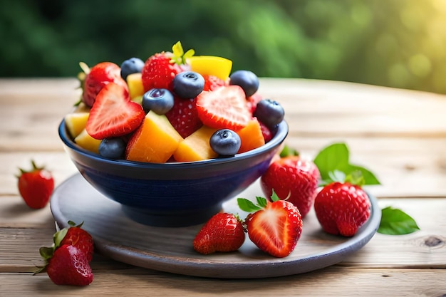 Un bol de fruits sur une table