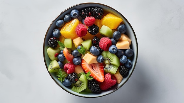 Un bol de fruits avec une variété de fruits