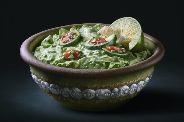 Un bol de guacamole frais AI générative