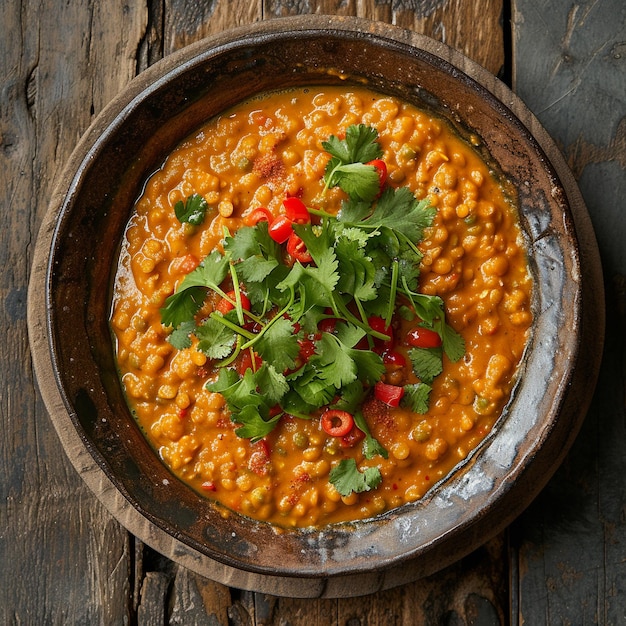 un bol de haricots avec une variété de légumes dessus