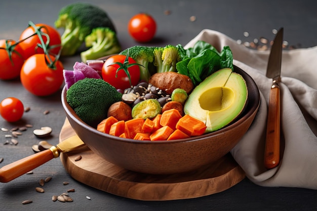 Un bol de légumes et un bol de légumes