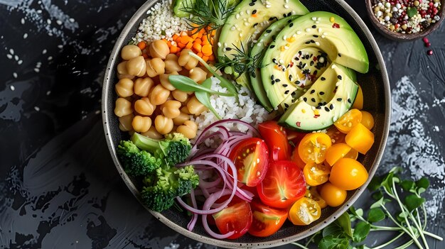 Un bol de légumes et de fruits vibrants