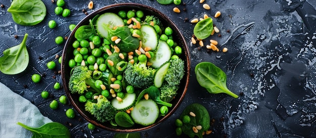 Un bol de légumes verts sur la table