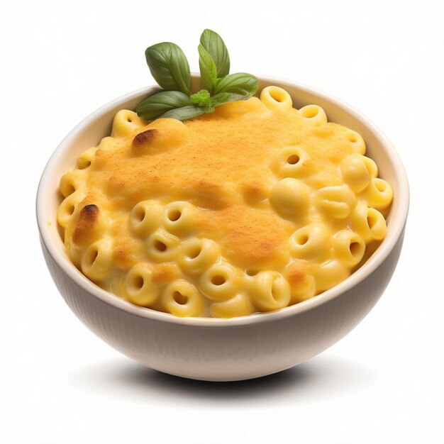 Un bol de macaroni et de fromage.