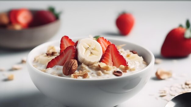 Bol de muesli au lait et fruits et banane