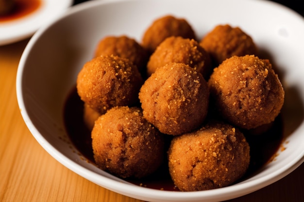 Un bol de nourriture avec une assiette blanche sur le côté