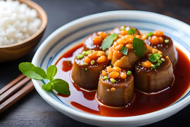 un bol de nourriture avec du riz et des légumes