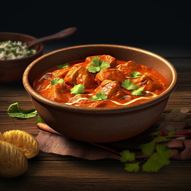 Un bol de nourriture avec de la viande et des légumes sur une table.