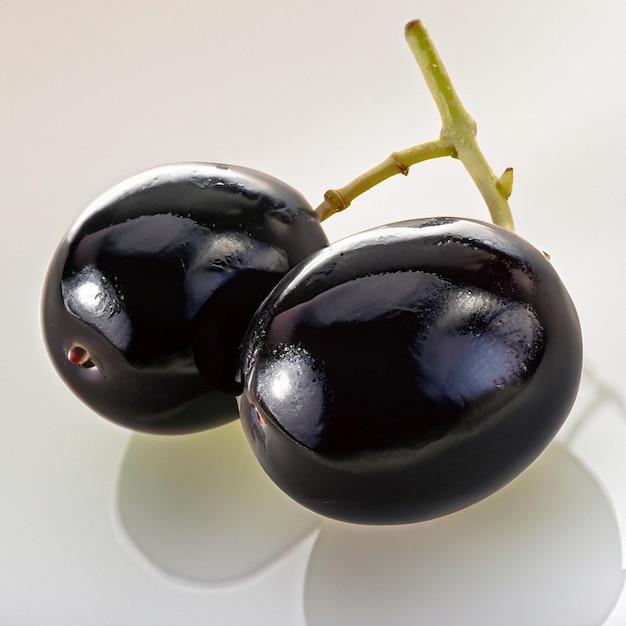 un bol d'olives noires avec un fond blanc