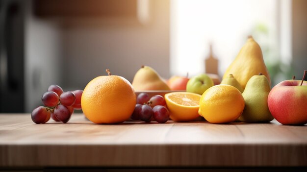 Photo bol en osier avec pommes sur table dans une cuisine moderne