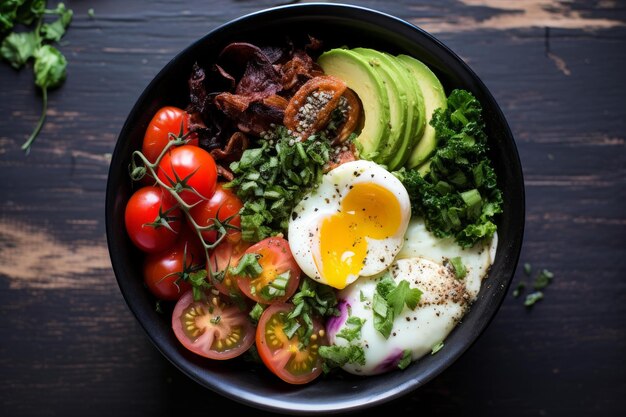 Un bol de petit déjeuner chaud avec des légumes frais et croustillants Générer Ai