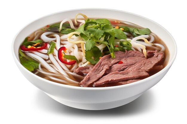 Un bol de pho avec du boeuf et du boeuf