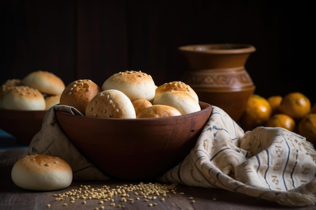 Un bol plein de délicieux pain fait maison