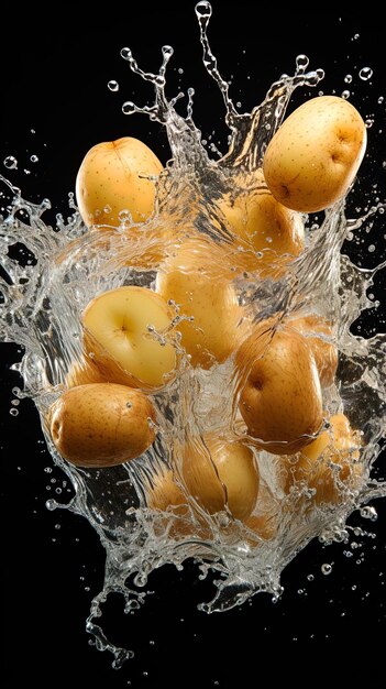 Photo un bol de pommes avec de l'eau qui s'y éclabousse