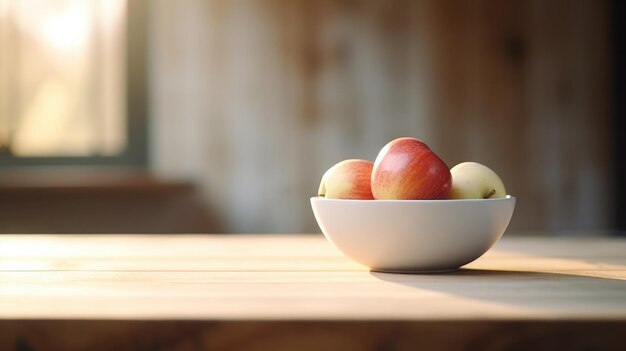 Un bol de pommes sur la table