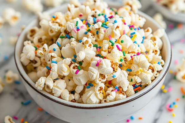 Photo un bol de pop-corn avec des sauts et des sauts