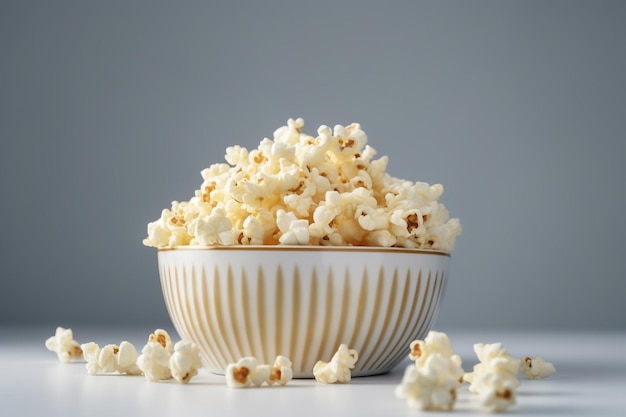 Un bol de pop-corn sur une table