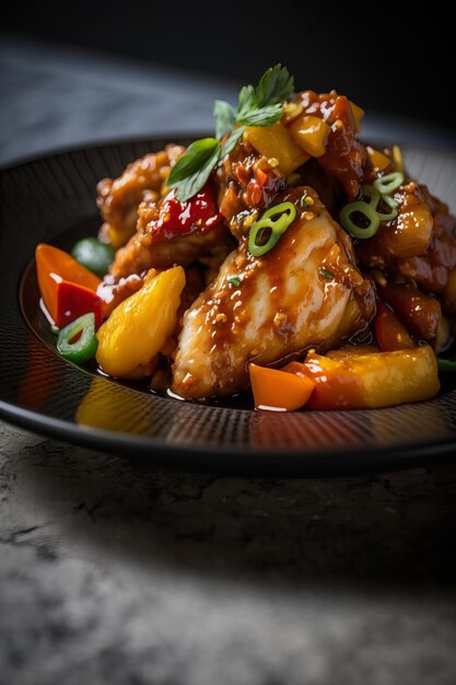 Bol de poulet teriyaki saupoudré de graines de sésame