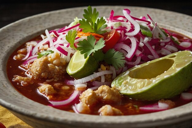 Le bol de Pozole en gros plan