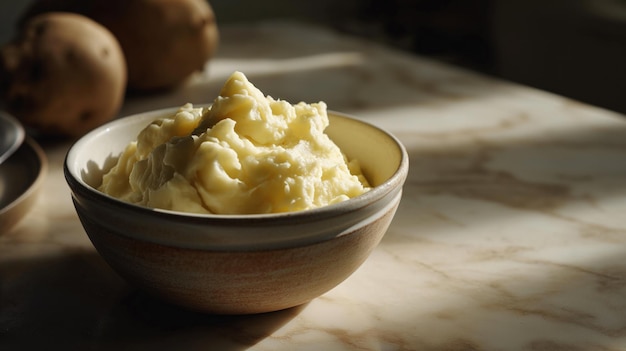 Un bol de purée de pommes de terre