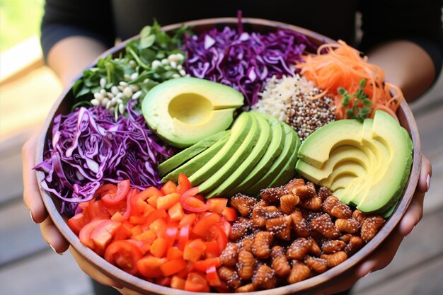 Un bol de quinoa et une assiette colorée