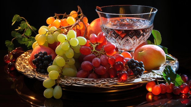 un bol de raisins et un bol de fruits sur une table