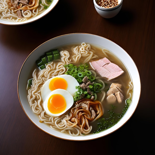 Photo un bol de ramen avec un œuf dur sur le dessus