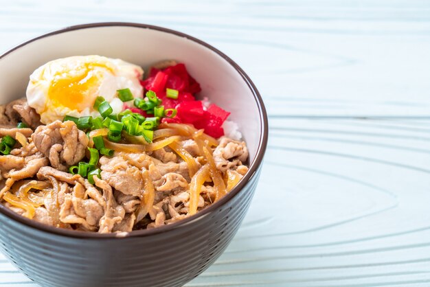 Bol de riz au porc avec oeuf (Donburi) - cuisine japonaise