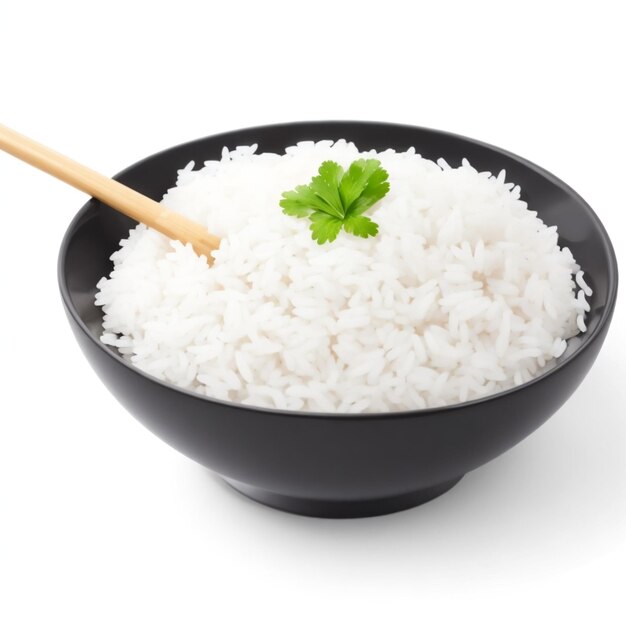 bol de riz blanc frais isolé sur un fond transparent