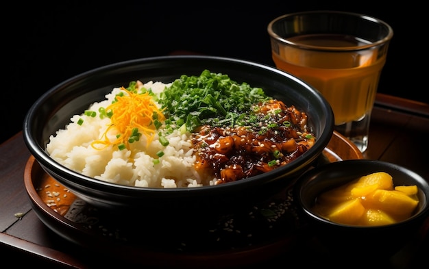 Bol de riz chaud mélangé avec des légumes et du curry Generative By Ai