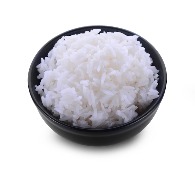 Bol de riz sur fond blanc