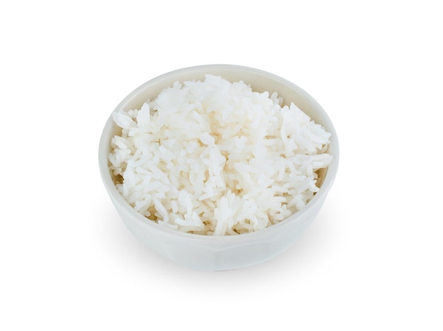 Bol de riz sur fond blanc