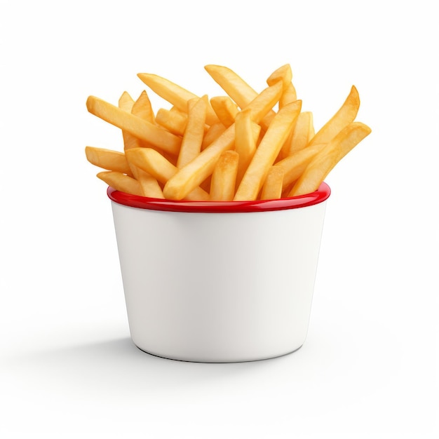 Un bol rouge et blanc rempli de frites