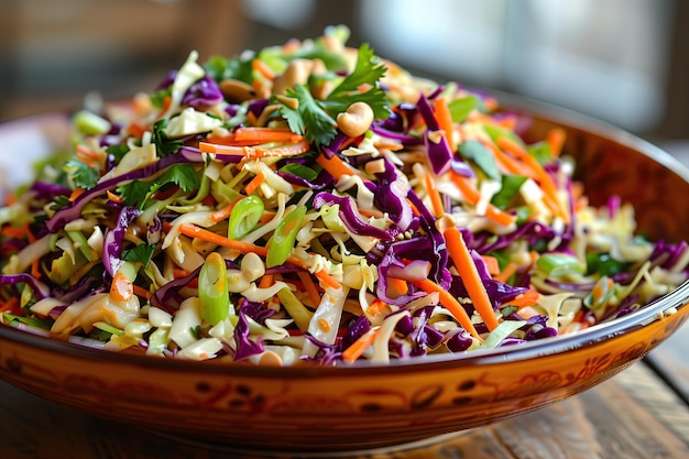 Photo un bol de salade avec des carottes, du céleri et du céleri