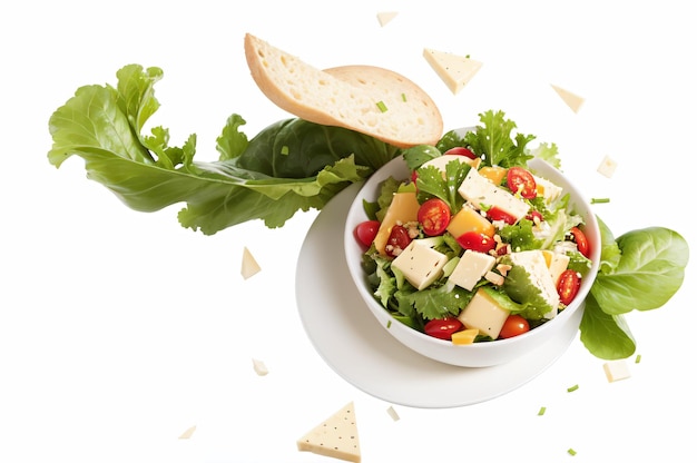 Photo un bol de salade avec du fromage et des tomates