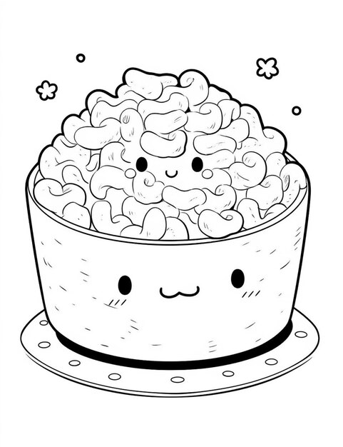 Un bol de salade de macaronis avec un visage souriant dessus ai générative