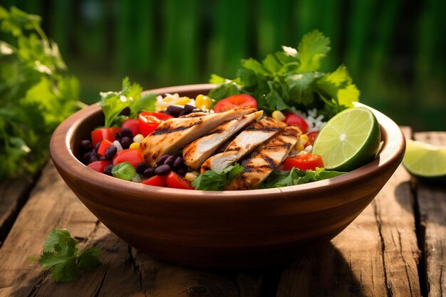 Un bol de salade de poulet du sud-ouest