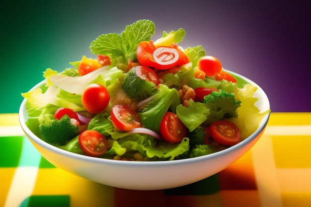 Un bol de salade avec une salade verte et des tomates cerises.